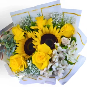 Combinación Especial de Girasoles y Rosas